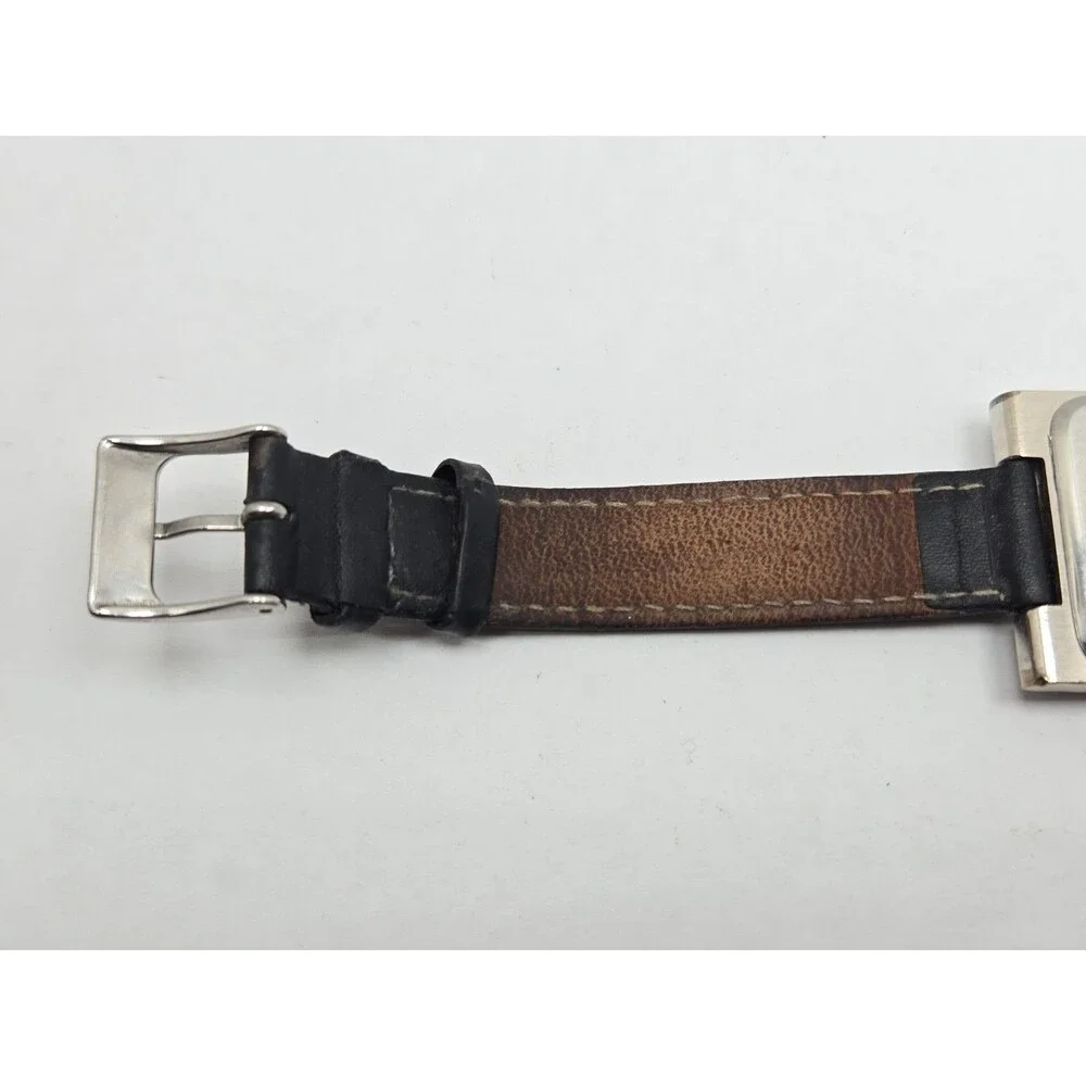 Vintage Etienne Aigner Womens Silver Black Dial Leather Quartz Watch New Battery